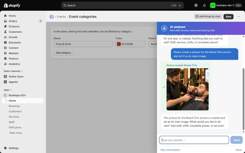 AI assistant creates a picture from a chat message