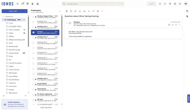 Contact question email to the organizer
