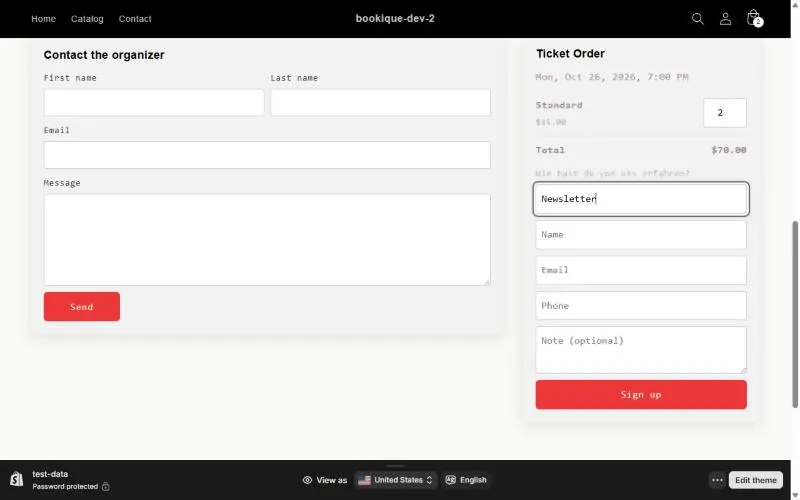 Ticket order form