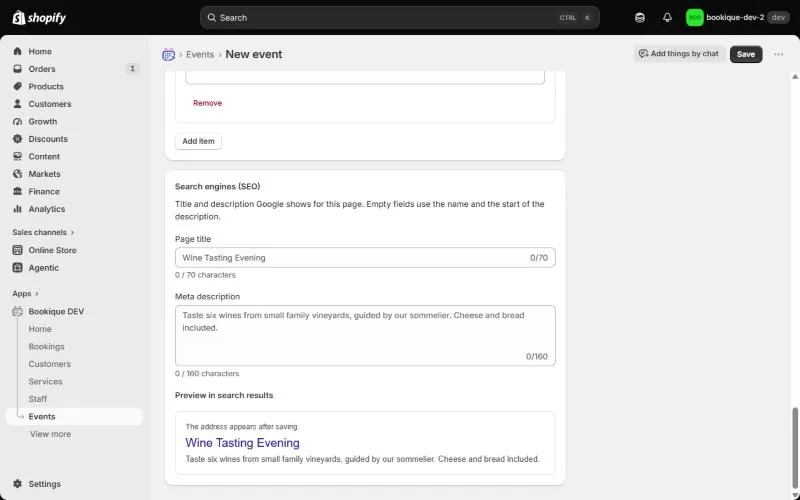 SEO title and description with preview