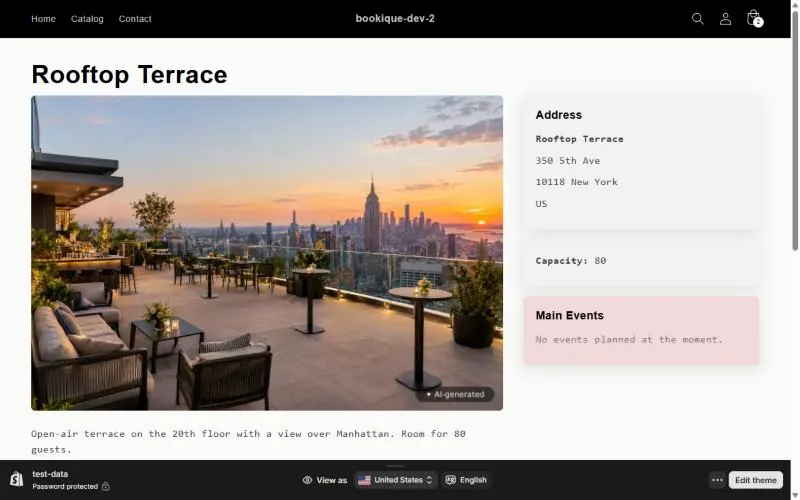 Venue page in the store